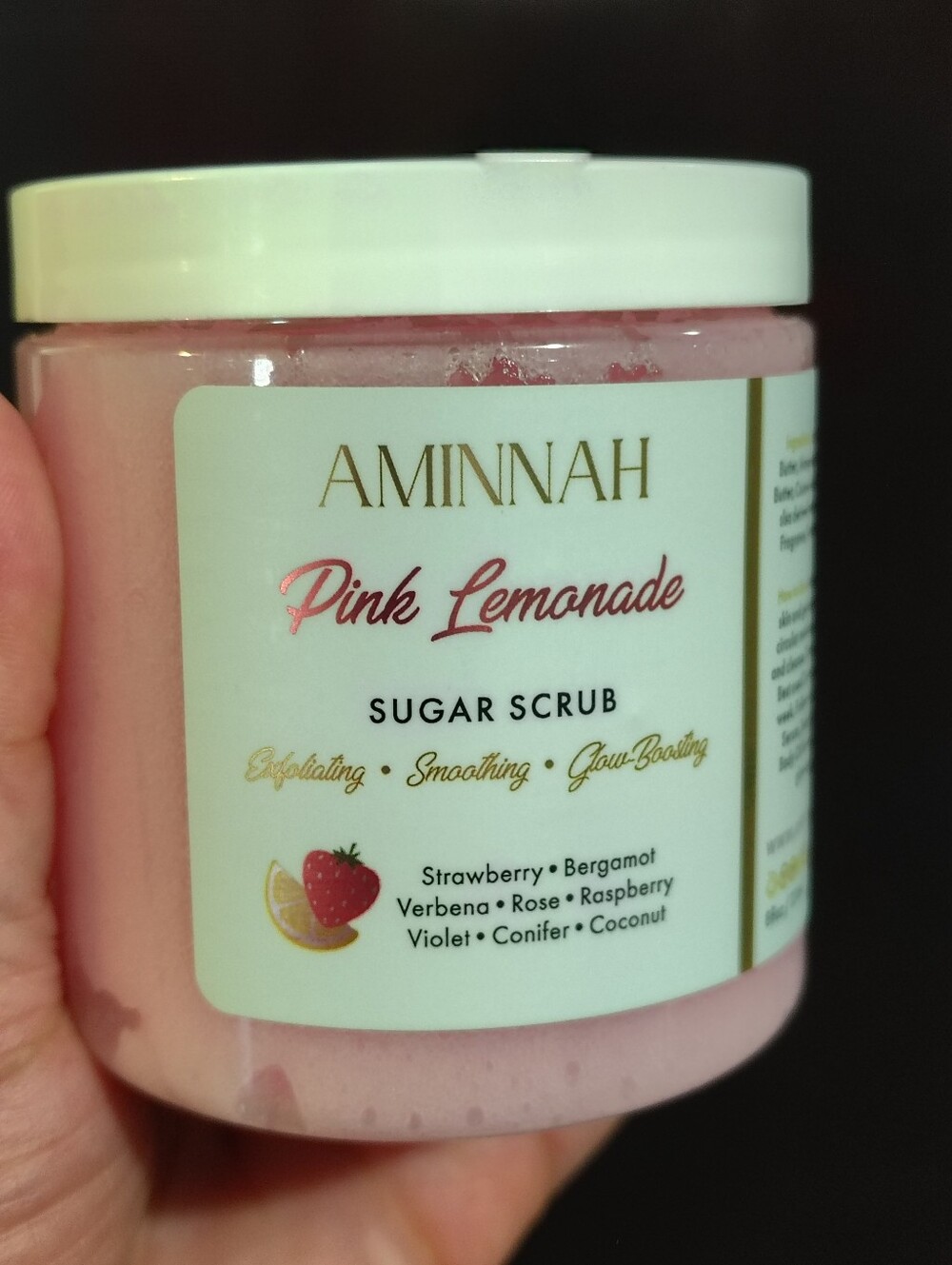 AMINNAH Pink Lemonade Sugar Scrub — Gentle Exfoliating Body Polish - Picture 5 of 5
